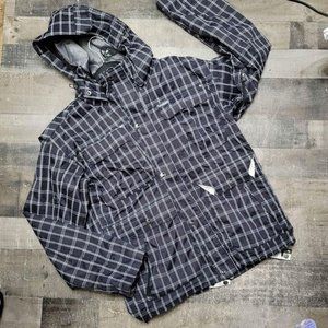 Free world snowboard coat size small blue and white